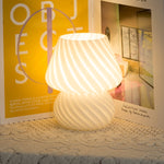 PJ-104 5W Mushroom Glass Bedroom Bedside Table Decoration Table Lamp, CN Plug, Specification：, Monochrome Warm Light, Tmall Elf Light Bulb