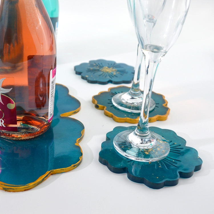 Silicone Flower Cup Pad Mold Set Crystal DIY Mirror Petal Fruit Plate Drop Mold, 1 Big + 5 Small Flowers Set, 1 Big + 3 Small Flowers Set, Big Flowers