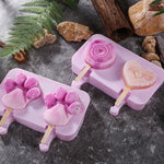 Cute Cartoon Silicone Ice Cream Popsicle Mold with Lid & Stick, Love