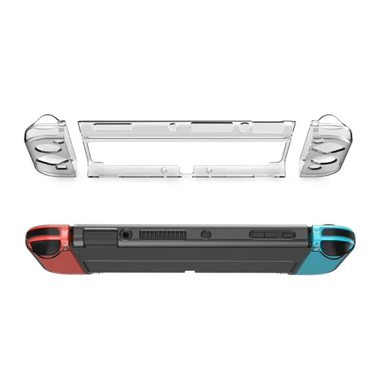 DOBE TNS-1133B Host Protection Kit + Left And Right Handle Crystal Anti-Fall Protection Cover For Switch OLED, TNS-1133B(Transparent Color)
