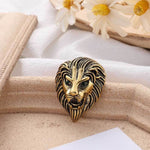 Personality Creative Lion Brooches Retro Alloy Animal Badge Coat Suit Chest Blossom, Lion(Golden)