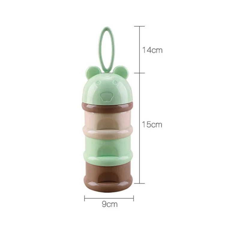 3 Layer Frog Style Portable Baby Food Storage Box Cartoon Milk Powder Box, Blue, Green, Purple