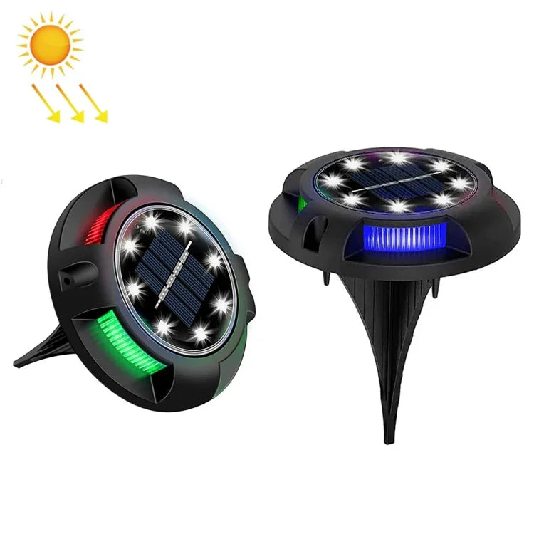 Outdoor Solar Underground Lamp Rotating Buried Lawn Lamp , Spec:, 12 LEDs White+Blue Light (Aluminum Shell), 12 LEDs Warm+Blue Light (Aluminum Shell), 12 LEDs White+Color Llight (Aluminum Shell), 12 LEDs Warm+Color Light (Aluminum Shell)