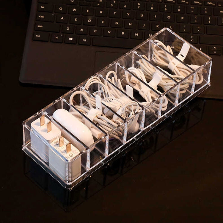 Dust Storage Line Box Hub Finishing Box Desktop Data Cable Storage Box, Specification: 8 Grid Basic, 8 Grid Basic, 8 Grid Increase, 8 Grid Increase With Cover