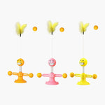 Spring Man Funny Cat Toy Cat Sucker Toy Funny Cat Feather Funny Cat Ball, Yellow, Pink, Brown