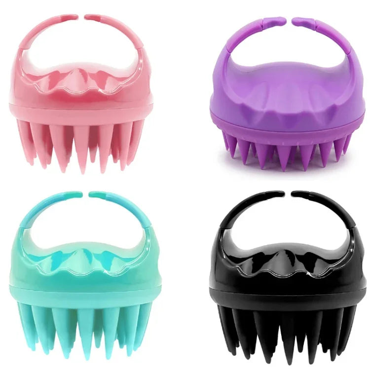Round Hair Washing Brush Silicone Wet & Dry Multipurpose Massage Brush, Pink, Purple, Green, Black, Blue, Red, Yellow, Grey