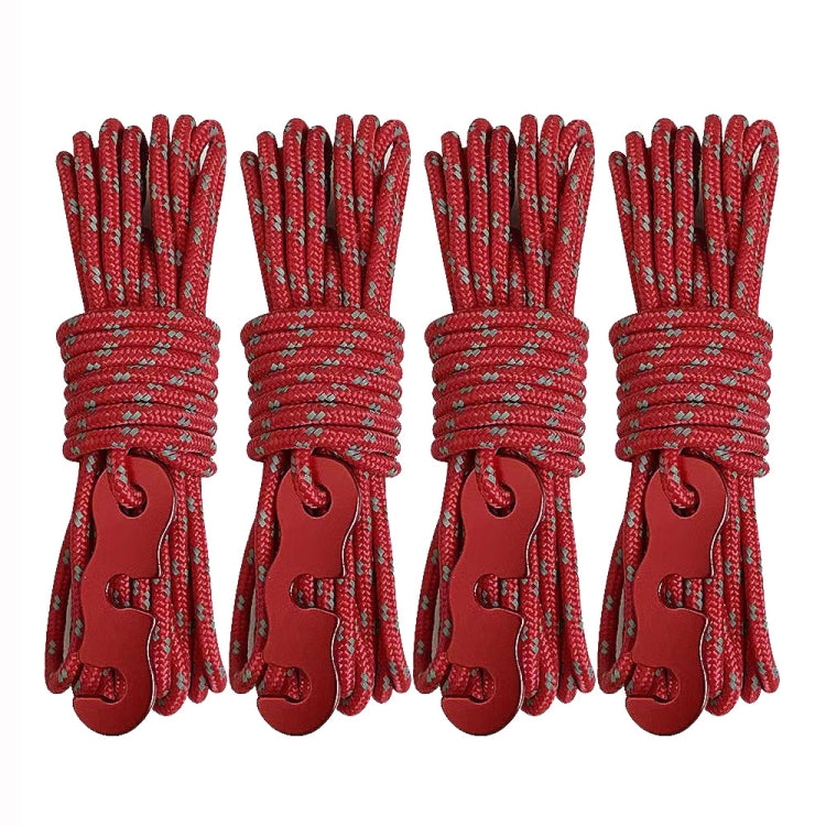 Outdoor Camping Tent Canopy Wind Rope Luminous Multi-Function Wind Rope Buckle Tent Fixed Rope, 4m x 4 Rolls, 4m x 6 Rolls