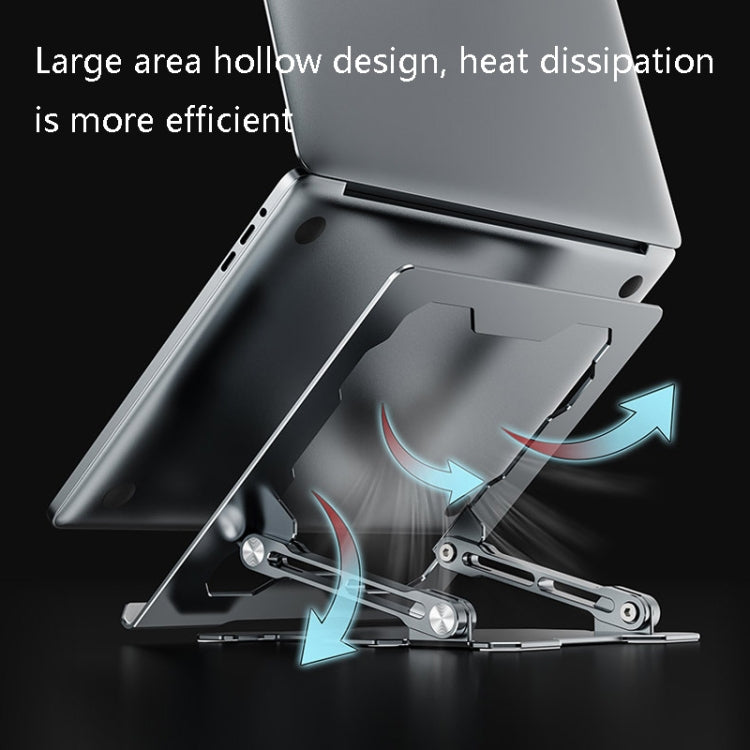 Integrated Foldable Laptop Stand Hollow Heat-Dissipating Flat Desktop Stand, Deep Space Gray, Moon Silver