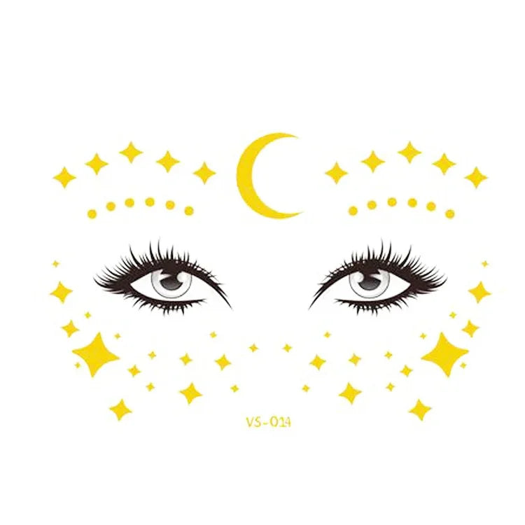 20 PCS Waterproof Bronzing Face Tattoo Stickers Party Masquerade Face Stickers, VS-011, VS-012, VS-013, VS-014, VS-015, VS-016, VS-017, VS-018, VS-019, VS-022, VS-023, VS-024, VS-025, VS-027, VS-028, VS-029, VS-030, VS-031, VS-032, VS-033