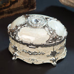 Metal Oval Diamond Jewelry Storage Box Birthday Wedding Gift, 8.5x6x6cm, 11x7.5x7cm
