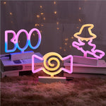 LED Neon Light Festive Atmosphere Decoration Lights Bar Shop Decoration Lights, Witch Hat, Broom Witch, Round Bottle, Long Bottle, Skull, Candy, Boo, Bat, Eye