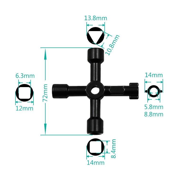 Elevator Water Meter Valve Cross Key Inner Triangle Wrench, Style: A Black, A Black, A Blue, B Silver, D Silver Center Six-side/Square Hole, E Silver, F Silver, D Silver Center Double-sided Square Hole