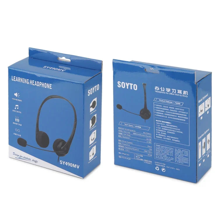SOYTO SY490 Teaching Office Network Class Student Education Computer Headset, Style:, Double Ear Black Separation USB