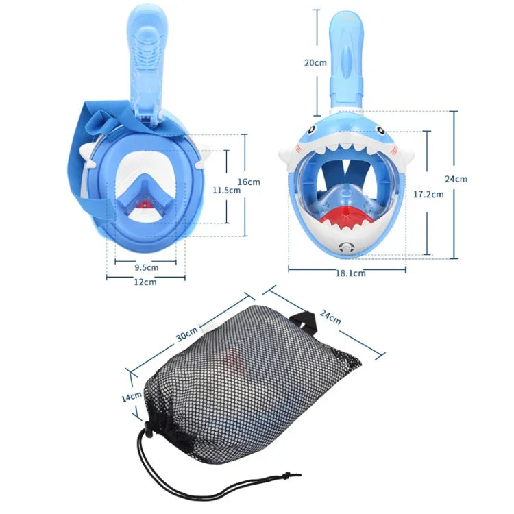 Cartoon Kids Full Dry Diving Mask Swimming Anti-Fog Snorkeling Mask, XS