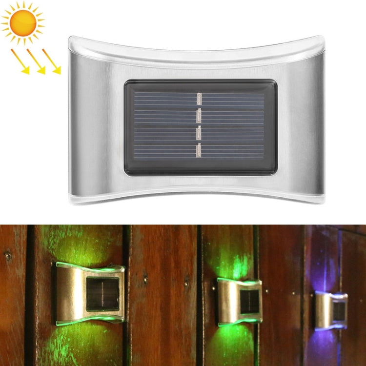 6 LED Solar Outdoor Garden Stainless Steel Wall Lamp, White Light, Warm Light, Color Light