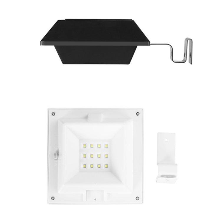 12 LED Solar Outdoor Railing Stair Square Wall Light, Black Shell-White Light, Black Shell-Warm Light, White Shell-White Light, White Shell-Warm Light