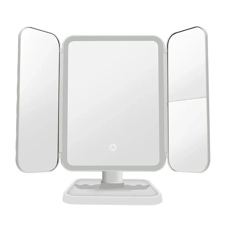 430 Three-Sided Folding LED Makeup Mirror Table Lamp, Plug-in Style, Charging Style, Three-color Light Charging Style