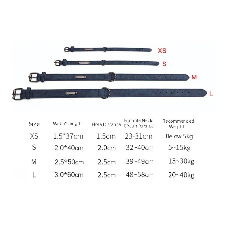 JINMAOHOU Dogs Double-Layer Leather Collar, XS 34x1.7cm, S 39x2.2cm, M 49x2.7cm, L 59x3.2cm