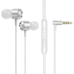 2 PCS TS6000 3.5mm Metal Elbow In-Ear Wired Control Earphone with Mic, White, Red, Green, Black