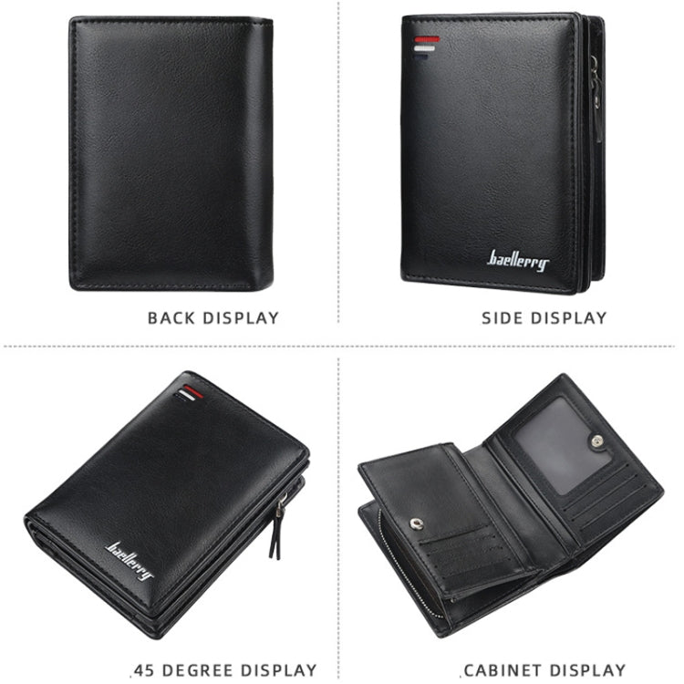 Baellerry D3216 Men Short Vertical Multi-Card Snap Coin Purse, Khaki, Black, Brown
