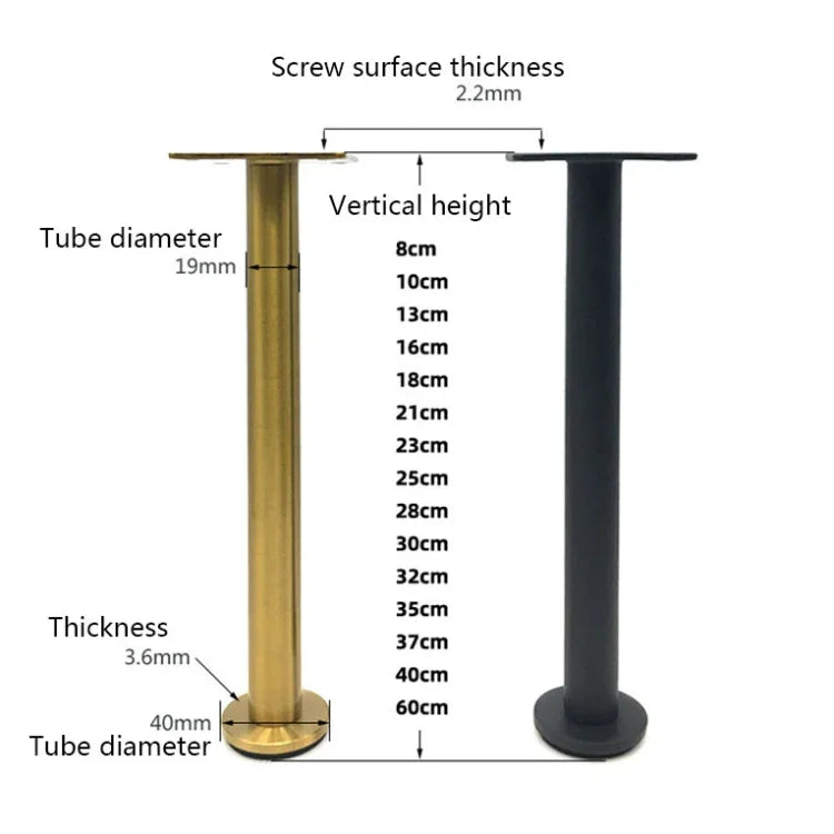 LH-TJ003 Adjustable Stainless Steel Round Tube Furniture Legs, Height:, 37cm, 40cm, 60cm