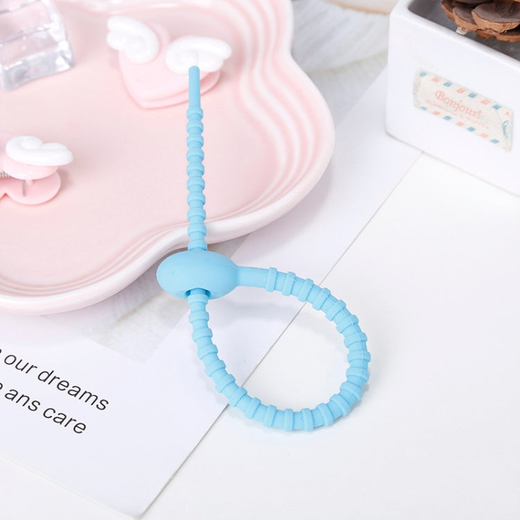20 PCS Silicone Data Cable Storage Strap Cable Organizer, 21cm Green, 21cm Blue, 21cm Orange, 21cm Pink, 21cm Brown, 21cm Grey, 21cm Yellow, 21cm Red
