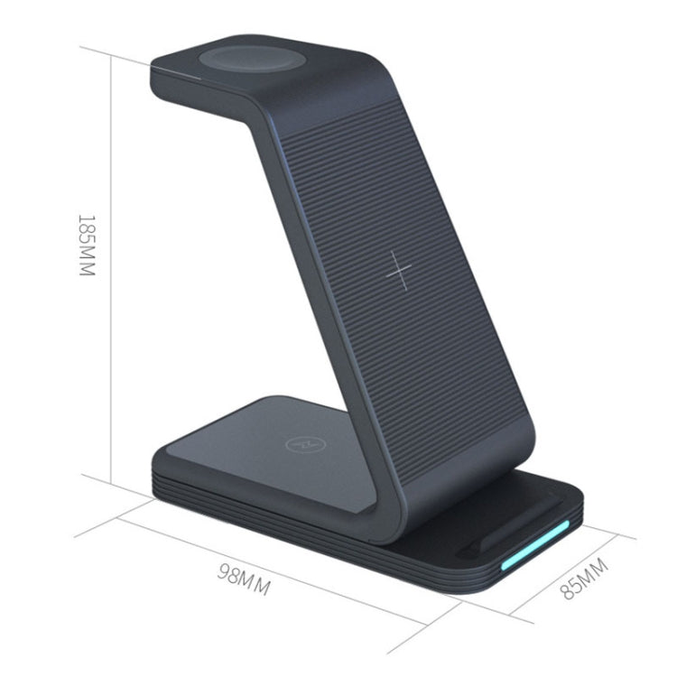 D2 3 In 1 15W Wireless Vertical Charger, D2 (Black)