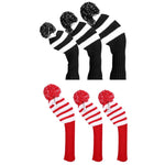 3 PCS/Set Golf Wooden Club Knitted Cover, 3PCS Red, 3PCS Black