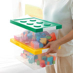 Children Building Blocks Toy Storage Box Transparent Storage Box With Lid, Yellow, Red, Green, Blue