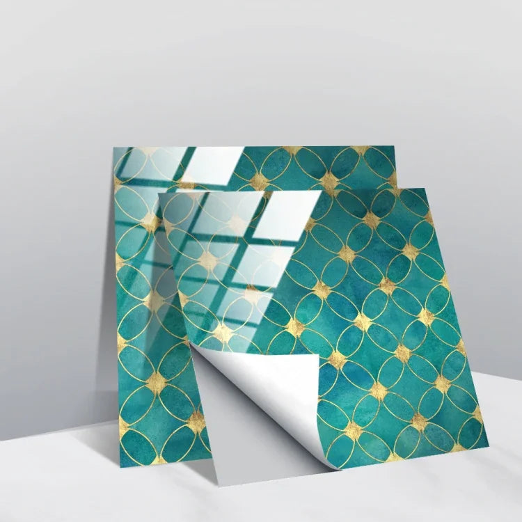 PVC Crystal Covered Film Geometric Pattern Tile Wall Sticker, 20 PCS 15cm