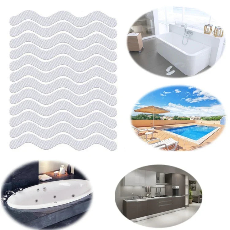 24pcs /Bag Wavy Shaped Safety Bathtub Non-Slip Sticker, 1.3 x 18cm