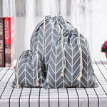 Cotton Linen Drawstring Pocket Sundries Storage Bag, Small+Medium+Large