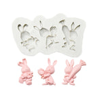 2 PCS Chocolate Baking Clay Silicone Mold, Specification: Three Rabbits, Three Rabbits, Double Egg, Carrot Rabbit, Bouquet Bunny