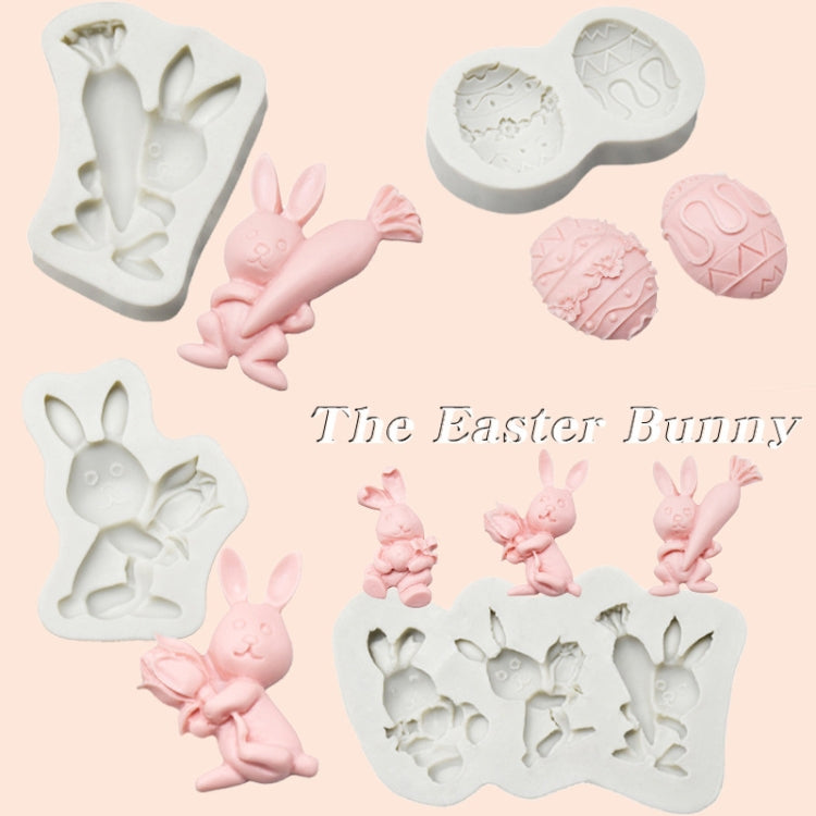 2 PCS Chocolate Baking Clay Silicone Mold, Specification: Three Rabbits, Three Rabbits, Double Egg, Carrot Rabbit, Bouquet Bunny