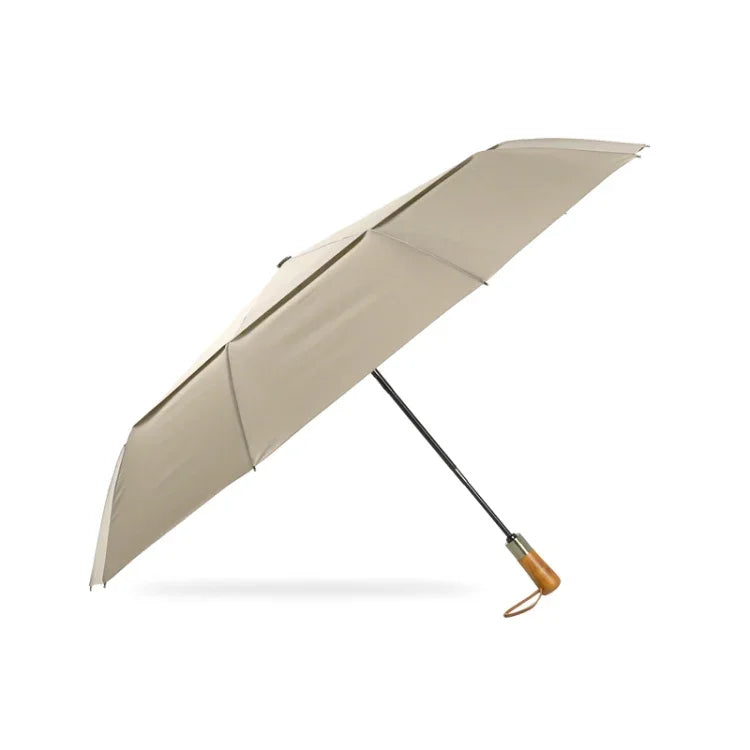 PARACHASE Ten-bone Double-layer Large Windproof Business Automatic Folding Umbrella, Grey, Black, Navy, Khaki