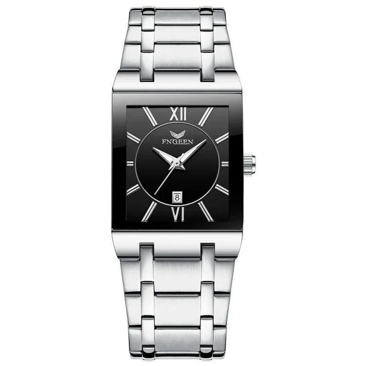 FNGEEN 3627 Waterproof Calendar Men Square Watch, Full Gold Black Surface, Full Gold Gold Surface, Black Belt Rose Shell Black Surface, Black Belt Gold Shell Black Surface, Black Belt Black Shell Black Surface, White Steel White Surface