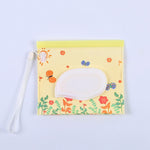 Baby EVA Wet Wipes Bag Flip Removable Paper Towel Cosmetic Cotton Bag, Black Stars, Yellow Butterfly, Kitten, Black Butterfly, Flowers