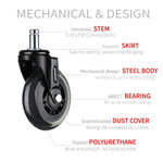Furniture PU Universal Plug Caster Office Chair Mute Wheel, Size: 3 Inch, 2 Inch, 2.5 Inch, 3 Inch