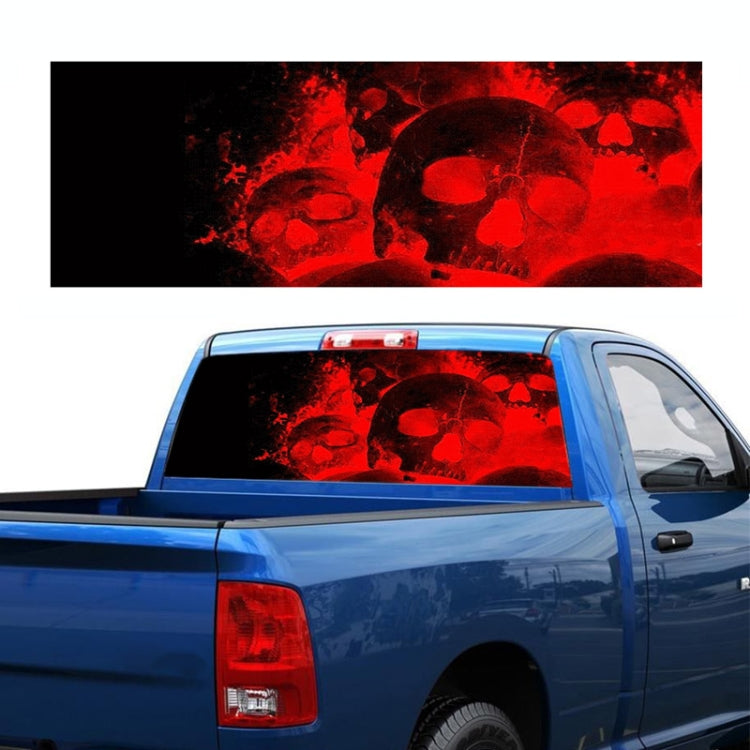 D-954 Flame Skeleton Rear Window Pattern Sticker Truck SUV Behind Wind Glass Stickers, D-954 Red