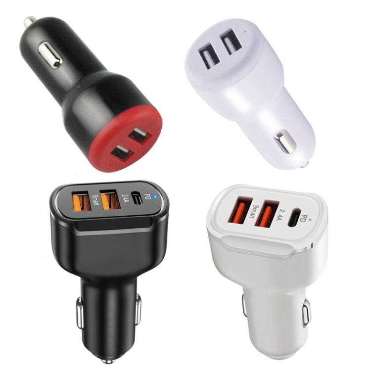 PD+2.4A Dual USB Car Charger, Style: 3 Ports (Black), 3 Ports (Black), 3 Ports (White)
