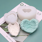 Heart Shaped Angel Wings Silicone Mold Baking Ice Cream Candle Aromatherapy Mold, L, S
