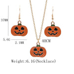 2 Sets Halloween Ghost Pumpkin Pendant Necklace Ears Personality Jewelry, Pumpkin