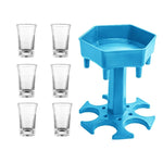 Bar Party 6 Cups Hexagon Wine Dispenser Wine Pourer, Gray+6 Transparent Cups, Blue+6 Transparent Cups, Gray+6 Colorful Cups, Blue+6 Colorful Cups