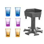 Bar Party 6 Cups Hexagon Wine Dispenser Wine Pourer, Gray+6 Transparent Cups, Blue+6 Transparent Cups, Gray+6 Colorful Cups, Blue+6 Colorful Cups