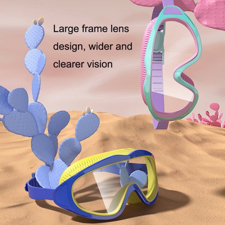 Anti-fog Children Swimming Goggles Comfortable Large Frame Diving Glasses, Macaron, Pumpkin Orange, Milk White, Ice Lake Blue, Pink Blue