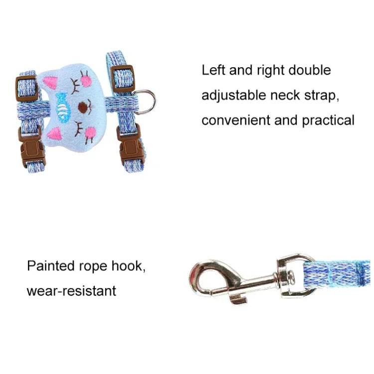 Comfortable Adjustable Anti-Escape Cat Leash, S, L
