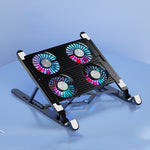 Laptop Radiator Bracket Folding Storage Air-cooled Cooling Base,Style:, Four Fan