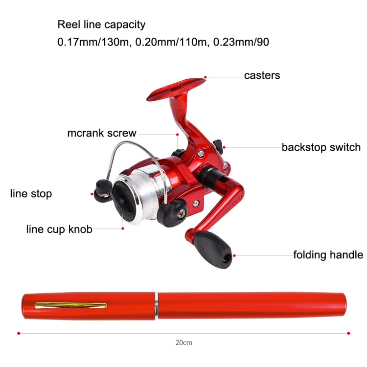 LEO Pen Type Fishing Rod & Spinning Wheel Fishing Reel Portable Pocket Fishing Gear, H8022 Silver, H8022G Gold, H8022PU Purple