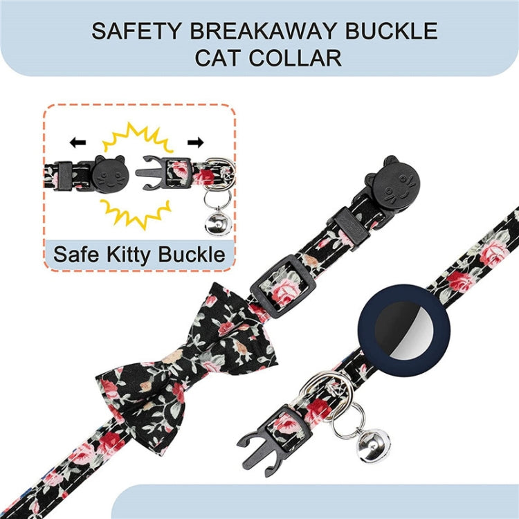 Anti-Lost Printed Bow Pet Collar with Bell for AirTag 2nd Gen / AirTag 1st Gen, Yellow, Blue, Pink, Deep Blue, Orange, Mint Green