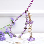 Crystal Mobile Phone Lanyard Girls Ceramic Clay Plaster Flower Bracelet, Blue, Big Red, Purple, Black, White, Pink